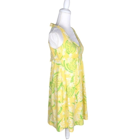 Lilly Pulitzer yellow green white knit tank dress Noella small halter open back - Picture 12 of 15